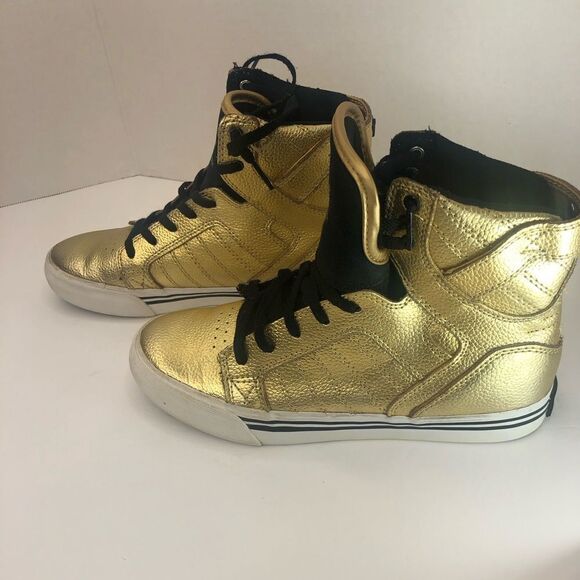 Gold Supra Muska high top sneakers, size 5 - Picture 7 of 13